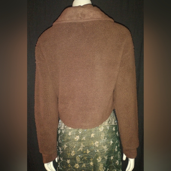 "Hippie Rose" Light Brown Cropped Teddy Jacket - Picture 8 of 10